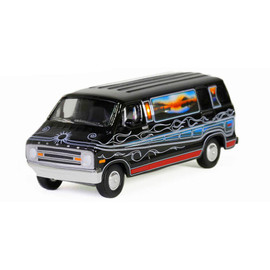 1977 Dodge B-100 Custom Van - Mountain Sunrise Decoration 1:64 Scale Diecast Model by Greenlight Main  