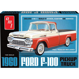 1960 Ford F-100 Pickup w/Trailer 1/25 Kit 1:25 Scale Diecast Model by AMT Main  