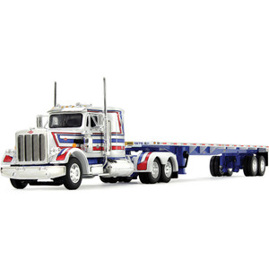 Peterbilt Bicentennial 359 Flat Top Sleeper & 48' Flatbed 1:64 Scale Diecast Model Truck by Diecast Promotions Main Image