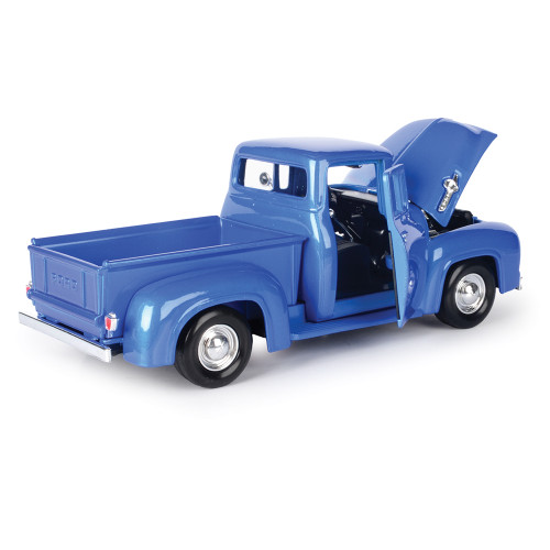 1956 Ford F-100 Pickup - Royal Blue 1:24 Scale Diecast Model Truck by Motormax Alt Image 1