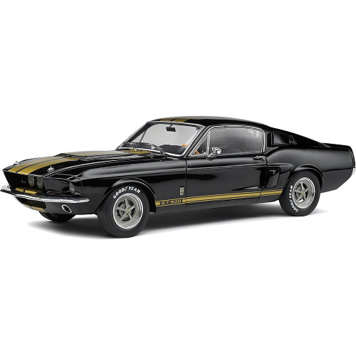 1967 Shelby G.T. 500 - Black w/ Gold Stripes 1:18 Scale Diecast Model by Solido Main Image