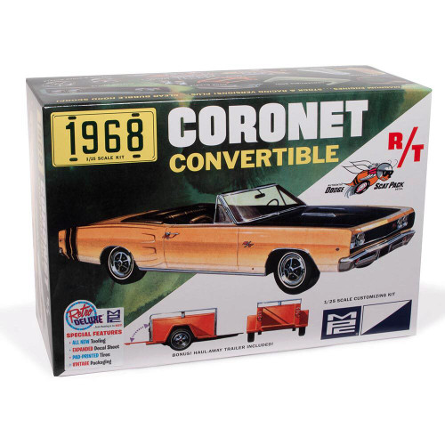 1968 Dodge Coronet Convertible w/Trailer 1/25 Kit 1:25 Scale Diecast Model by MPC Main Image