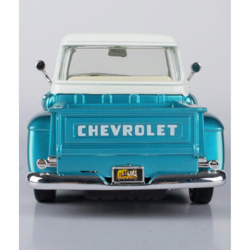 1957 Chevy 3100 Stepside Low Rider with Visor - Teal 1:24 Scale Diecast Model by Motormax Alt Image 2