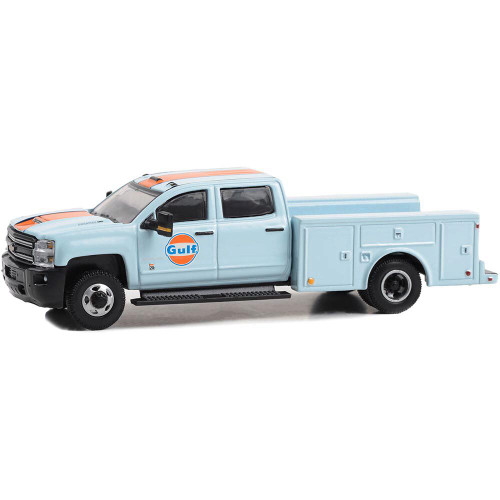 2018 Chevrolet 3500HD Dually Service Truck - Gulf Oil 1:64 Scale Diecast Model by Greenlight Main Image