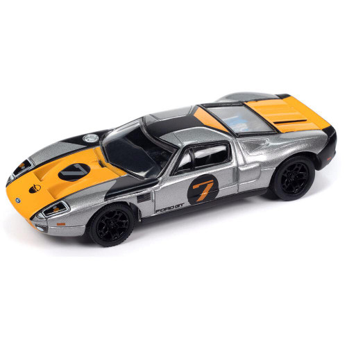 2005 Ford GT - Gunmetal w/Orange & Flat Black 1:64 Scale Diecast Model by Johnny Lightning Main Image