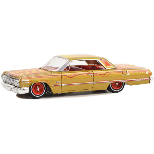 1963 Chevrolet Impala SS - Gold Metallic and Red 1:64 Scale Diecast Model by Greenlight Main Image