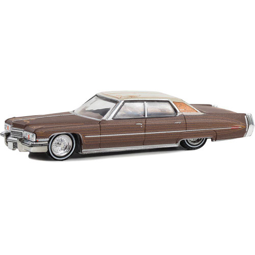 1973 Cadillac Sedan deVille - Dark Brown Metallic with Light Brown Pinstripes 1:64 Scale Diecast Model by Greenlight Main Image