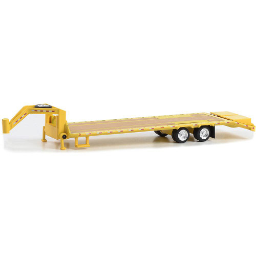 Gooseneck Trailer - Yellow with Red and White Conspicuity Stripes 1:64 Scale Diecast Model by Greenlight Main Image