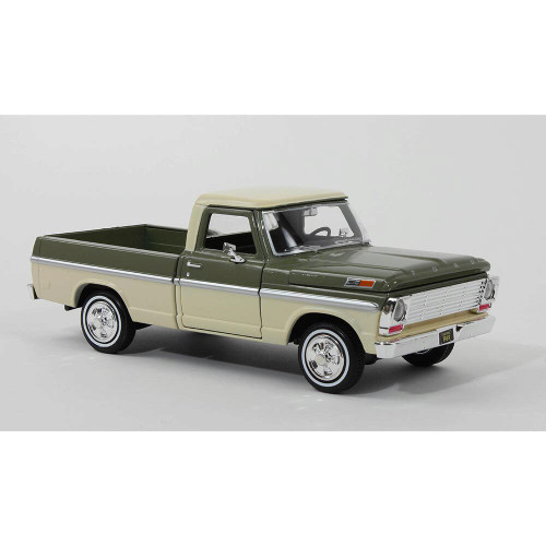 1969 Ford F-100 Pickup - Two-tone Olive & Cream 1:24 Scale Diecast Model by Motormax Alt Image 6