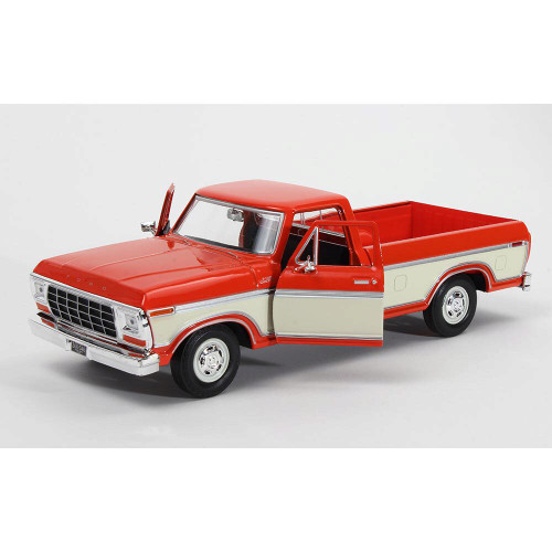 1979 Ford F-150 Custom - Two-tone  Orange & White 1:24 Scale Diecast Model by Motormax Alt Image 4