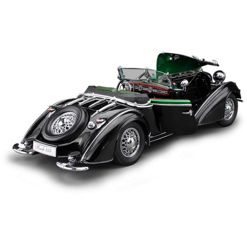 1939 Horch 855 Roadster - Black/Dark Green 1:18 Scale Diecast Model by Sunstar Alt Image 2