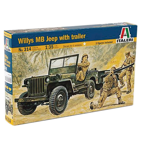Willys MB Jeep with Trailer 1/35 Kit 1:35 Scale Diecast Model by Italeri Main Image