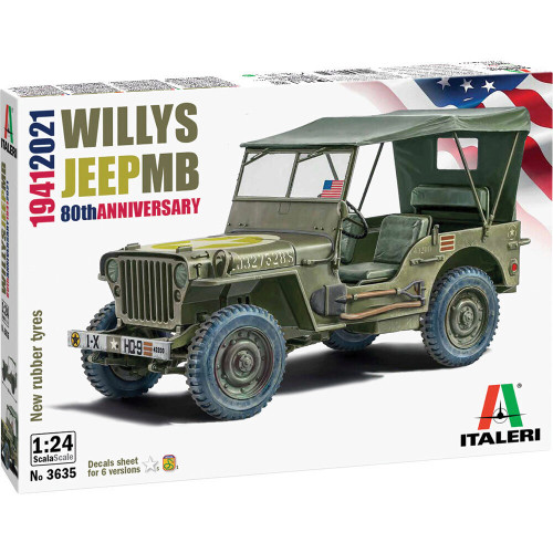 Jeep Willys MB 80th DD-Anniversary 1/24 Kit 1:24 Scale Diecast Model by Italeri Main Image