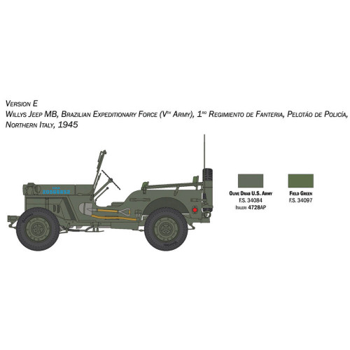 Jeep Willys MB 80th DD-Anniversary 1/24 Kit 1:24 Scale Diecast Model by Italeri Alt Image 7