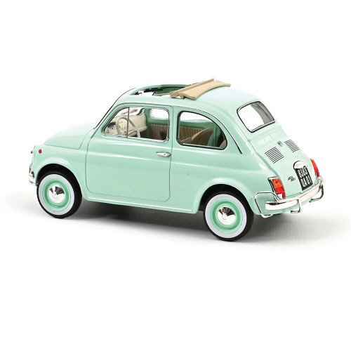1968 Fiat 500 L - Pastel Blue 1:18 Scale Diecast Model Car by Norev Alt Image 1
