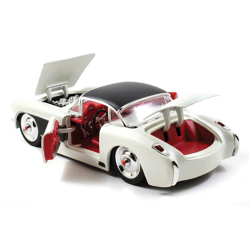 1957 Chevy Corvette - White & Black 1:24 Scale Diecast Model Car by Jada Toys Alt Image 6