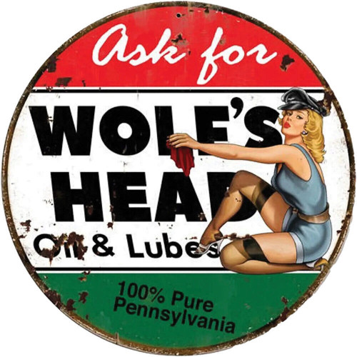 Wolf's Head Oil Metal Sign Main Image