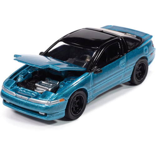 1991 Mitsubishi Eclipse GSX - Tennessee Blue 1:64 Scale Diecast Model Car by Auto World Alt Image 1