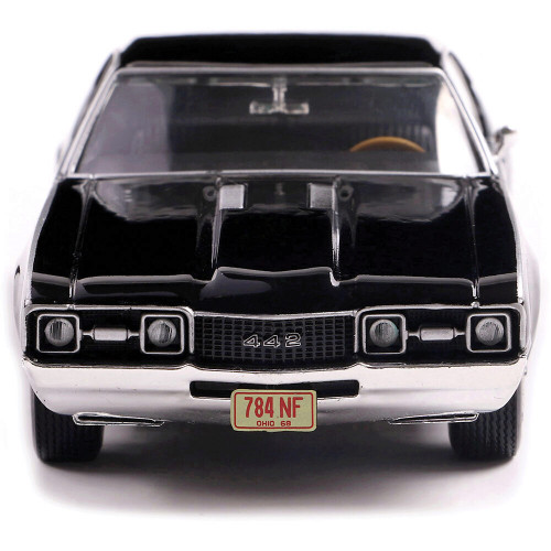 1970 Oldsmobile 442 W-30 - Ebony Black w/ Gold Stripes 1:43 Scale Diecast Model Car by IXO Models Alt Image 2