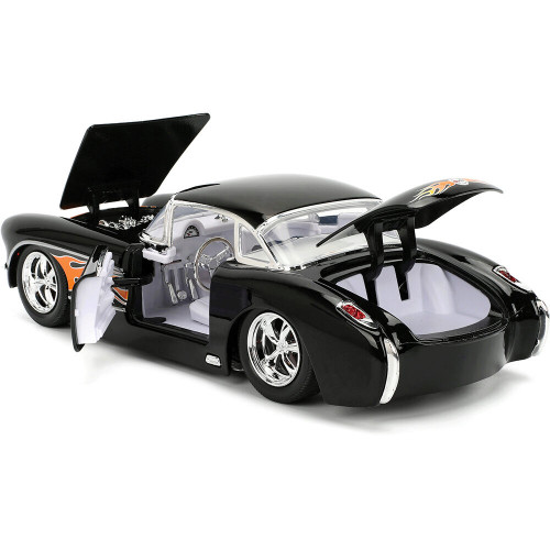 1957 Chevy Corvette - Black Flames 1:24 Scale Diecast Model Car by Jada Toys Alt Image 1