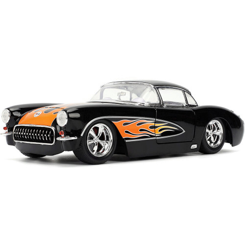 激レア　jadatoys 　キャディラックデビル　ファイヤーフレームス1/24 1957 Chevy Corvette Black Flames Diecast Model Car | Jada Toys