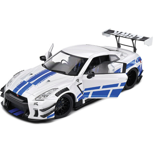 2024 Nissan GT-R (R35) W/ Liberty Walk Body Kit 2.0 - Silver 1:18 Scale Diecast Model Car by Solido Alt Image 1
