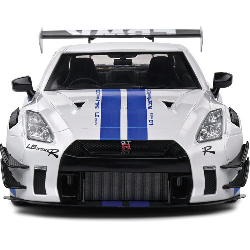 2024 Nissan GT-R (R35) W/ Liberty Walk Body Kit 2.0 - Silver 1:18 Scale Diecast Model Car by Solido Alt Image 2