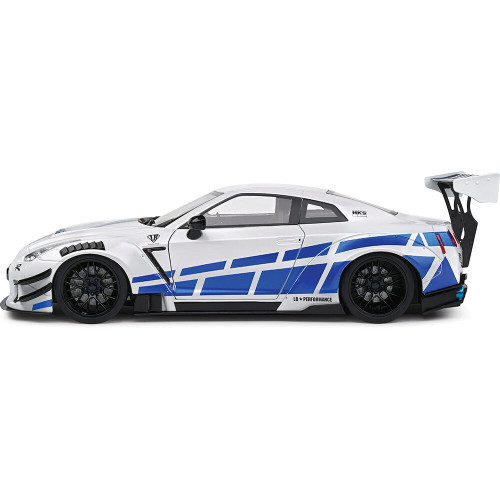 2024 Nissan GT-R (R35) W/ Liberty Walk Body Kit 2.0 - Silver 1:18 Scale Diecast Model Car by Solido Alt Image 3