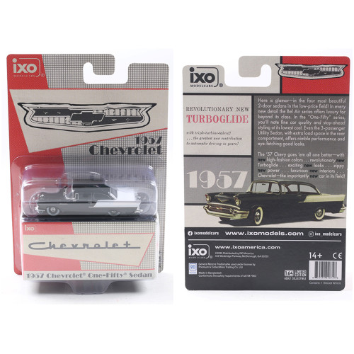 1957 Chevrolet One-Fifty Sedan - Onyx Black and India Ivory 1:64 Scale Diecast Model Car by IXO Models Alt Image 8