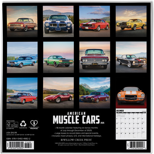 American Muscle Cars 2026 Wall Calendar  Stapled Wall Calendar by Willow Creek Press Inc. Alt Image 1