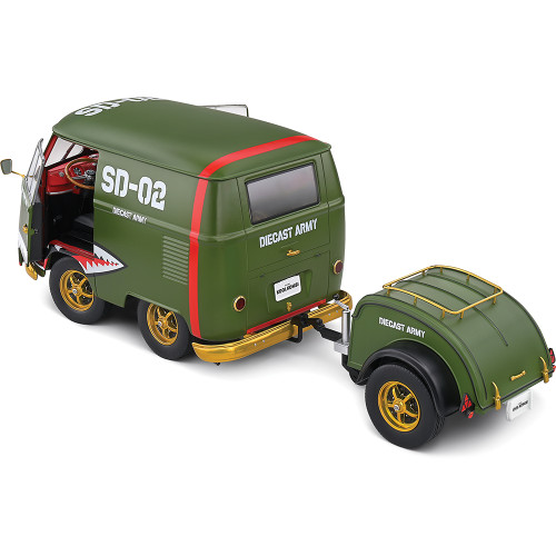 1950 Kool Kombi & Trailer - Green 1:18 Scale Diecast Model Car by Solido Alt Image 1