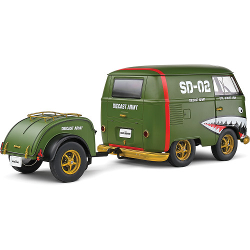 1950 Kool Kombi & Trailer - Green 1:18 Scale Diecast Model Car by Solido Alt Image 5