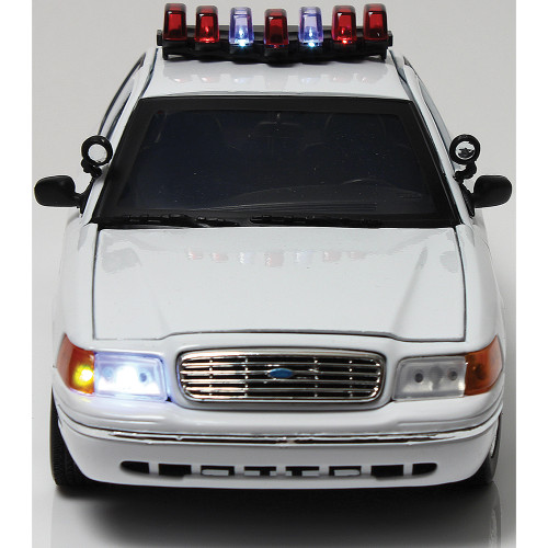 2001 Ford Crown Victoria White Police Car with Lights & Sound 1:18 Scale Diecast Model Car by Motormax Alt Image 4