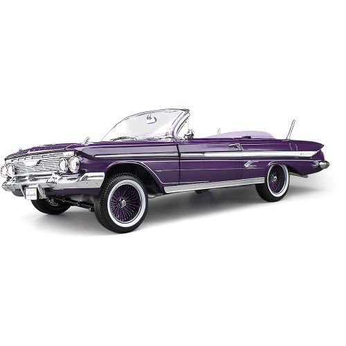 1961 Chevrolet Impala Open Convertible Lowrider - Purple 1:18 Scale Diecast Model Car by Sunstar Main Image