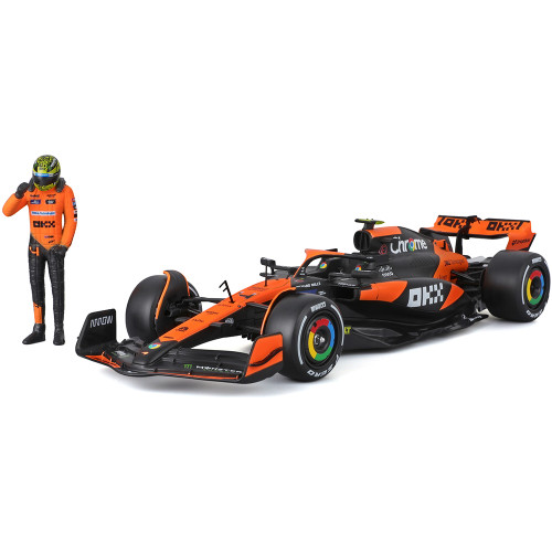 2024 McLaren F1MCL38  w/ figure - Norris #4 1:24 Scale Diecast Model Car by Bburago Main Image
