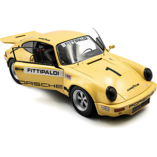 1974 Porsche 911 IROC #1 Fittipaldi - Yellow 1:18 Scale Diecast Model Car by Solido Alt Image 1