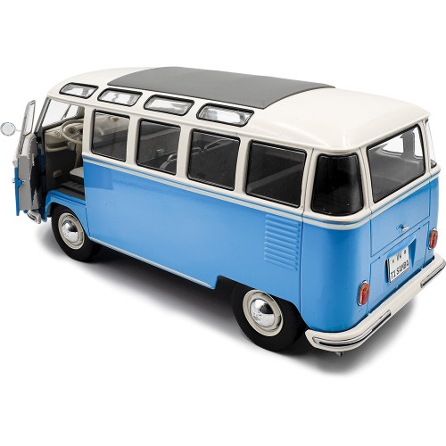 1962 Volkswagen T1 Samba - Blue/White 1:18 Scale Diecast Model Car by Solido Alt Image 2