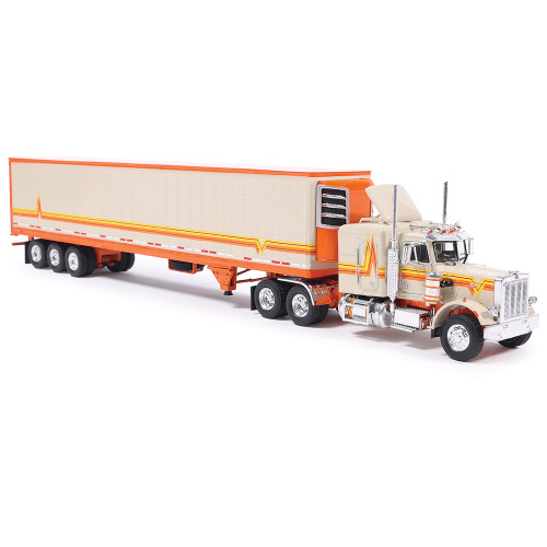 1973 Peterbilt 359 - Orange And Cream With Modern Trailer 1:64 Scale Diecast Model Truck by IXO Models Alt Image 2