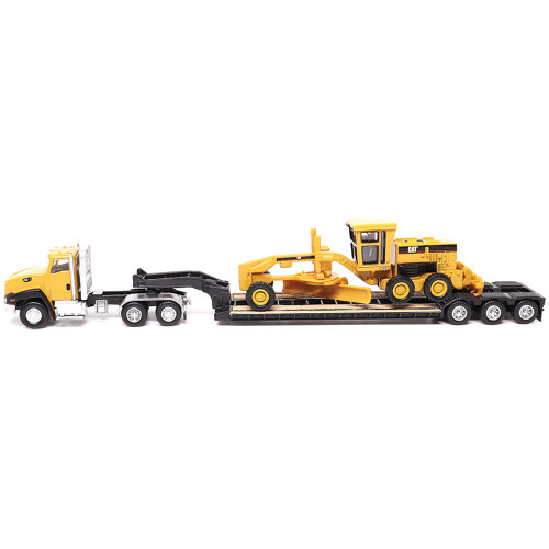 Cat CT660 Day Cab Tractor Lowboy Trailer & Caterpillar 163H Motor Grader 1:87 Scale Diecast Construction by Diecast Masters Alt Image 4