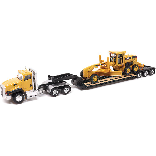 Cat CT660 Day Cab Tractor, Lowboy Trailer & Caterpillar 163H Motor Grader Main Image