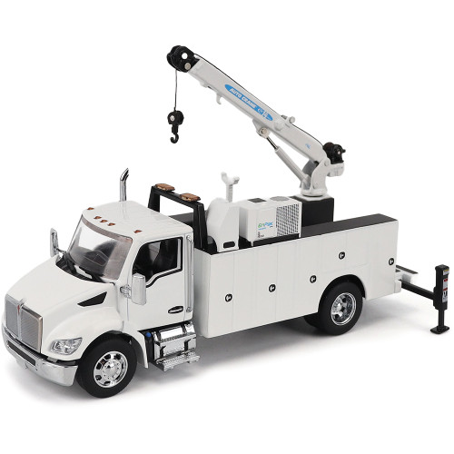 Kenworth T380 Auto-Crane Titan85-Body HC14-Crane Work Truck with Miller EnPak - White 1:50 Scale Diecast Model Truck by Diecast Masters Main Image