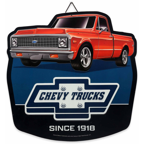 Chevy Trucks Since 1918 Embossed Metal Sign  Metal Sign by Open Roads Main Image