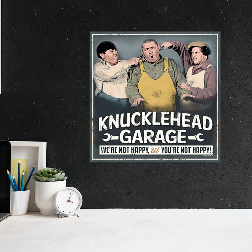 Three Stooges Knucklehead Garage Embossed Metal Sign  Metal Sign by Open Roads Alt Image 1