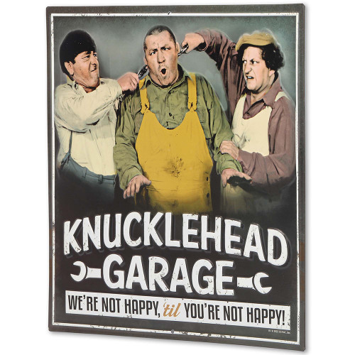 Three Stooges Knucklehead Garage Embossed Metal Sign Alt Image 2