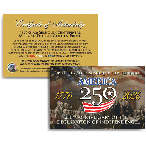 MORGAN DOLLAR GOLDEN TRIBUTE 1 OZ COIN -250TH ANNIVERSARY Alt Image 4