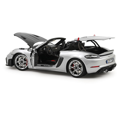 2023 Porsche 718 Spyder RS w/ Weissach Pack - Silver 1:18 Scale Diecast Model Car by Norev Alt Image 3