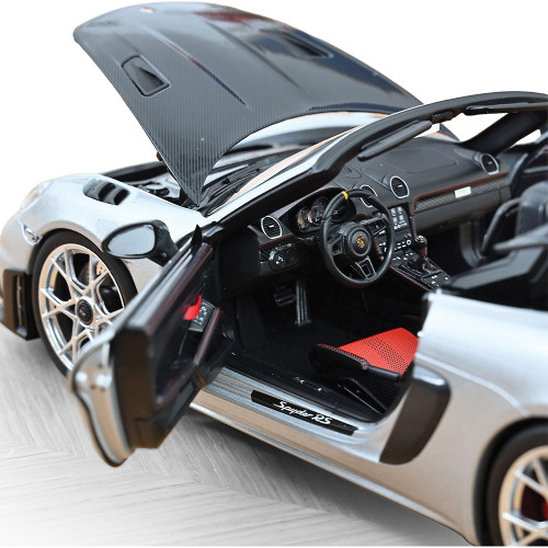 2023 Porsche 718 Spyder RS w/ Weissach Pack - Silver 1:18 Scale Diecast Model Car by Norev Alt Image 5