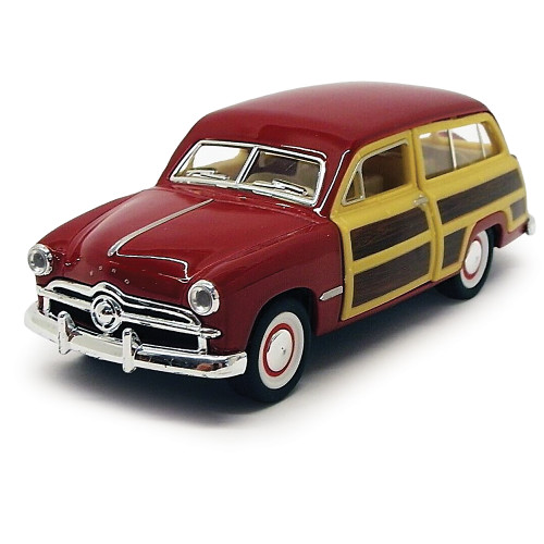1949 Ford Woody Wagon - Bright Red 1:24 Scale Diecast Model Car by Motormax Alt Image 1