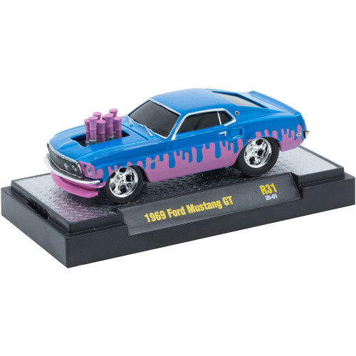 1969 Ford Mustang GT - Blue 1:64 Scale Diecast Model Car by M2 Machines Alt Image 1