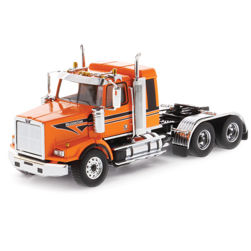 Western Star 4900 SB 40" Sleeper Tandem Tractor - Metallic Orange with Black Accent Stripes Alt Image 1